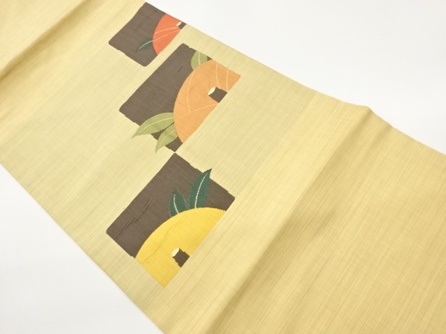 色紙に抽象牡丹模様織出し名古屋帯